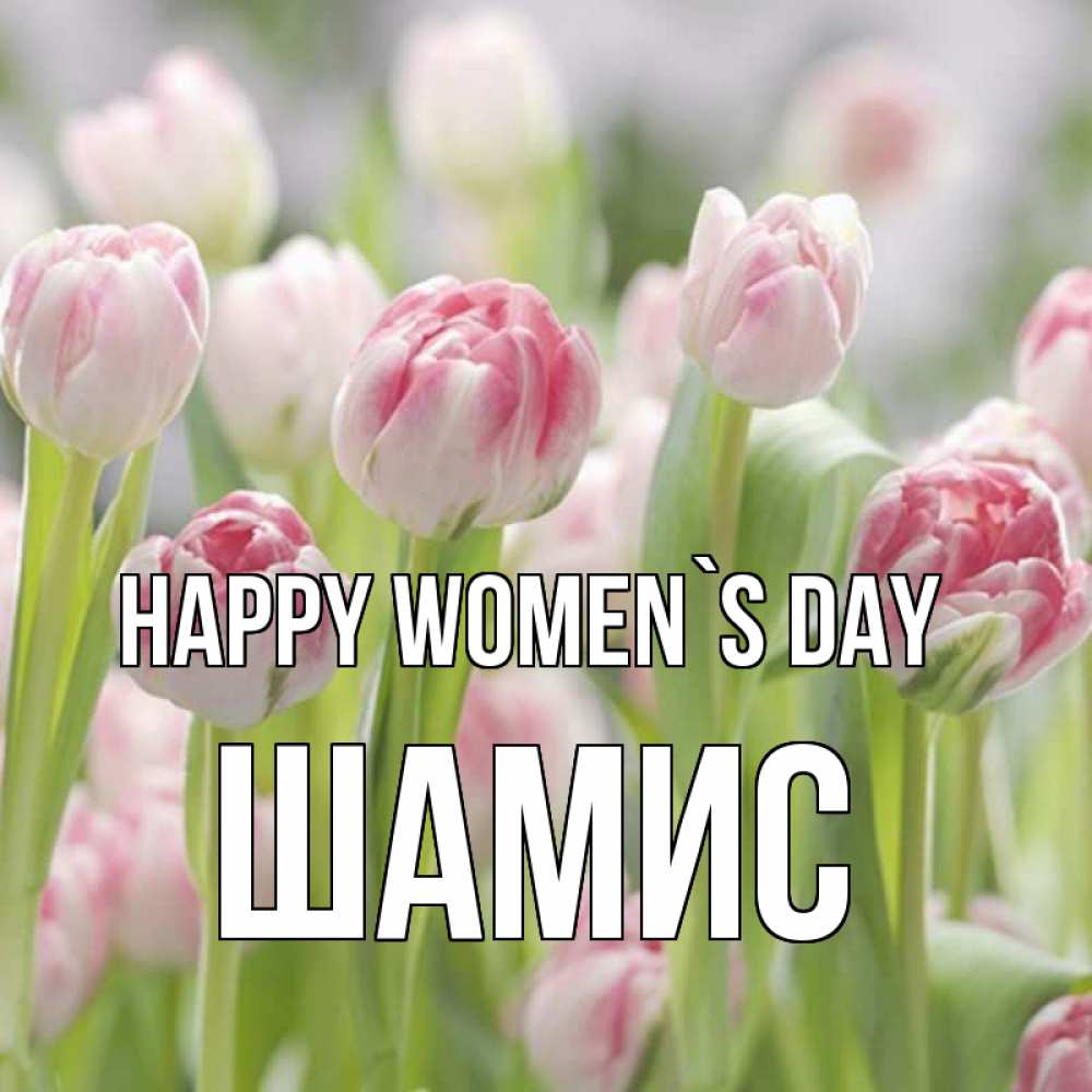 Greetings card с именем, ШАМИС happy women`s day цветы Greetings with text for free download 